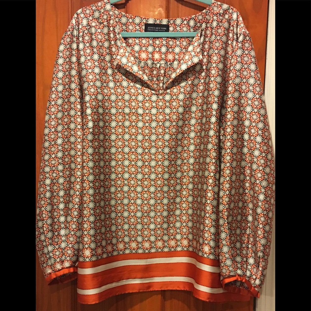 Jones NY Polyester Silk Feel Long Sleeve Top 20W